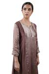 Buy_Bhavik Shah_Brown Dupatta  Soft Organza, Kurta  Chanderi Hand Embroidered A-line Set _Online_at_Aza_Fashions