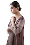 Shop_Bhavik Shah_Brown Dupatta  Soft Organza, Kurta  Chanderi Hand Embroidered A-line Set _Online_at_Aza_Fashions