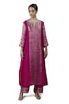 Buy_Bhavik Shah_Pink Dupatta  Soft Organza, Kurta  Chanderi Silk, Pant Embroidered A-line Set _Online_at_Aza_Fashions