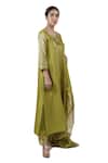 Shop_Bhavik Shah_Green Dupatta  Soft Organza, Kurta  Chanderi Silk, Pant  Paneled A-line Set _at_Aza_Fashions