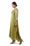 Bhavik Shah_Green Dupatta  Soft Organza, Kurta  Chanderi Silk, Pant  Paneled A-line Set _Online_at_Aza_Fashions