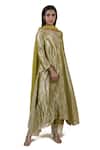 Bhavik Shah_Green Kurta  Tissue Hand Embroidered Aari Notched A-line Set _Online_at_Aza_Fashions