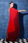 Buy_Swatee Singh_Red Crepe One Shoulder Contrast Fringe Maxi Kaftan Dress 