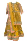 Buy_MINIME ORGANICS_Yellow Floral Kurta Sharara Set _Online_at_Aza_Fashions