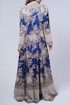 Shop_Anamika Khanna_Blue Embroidered Floral Mandarin Collar Long Coat And Draped Skirt Set _at_Aza_Fashions