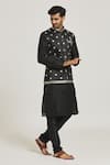 Buy_Samyukta Singhania_Black Jacquard Banarasi Silk Embroidered Star Bundi And Kurta Set _Online_at_Aza_Fashions