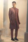 Shop_Alaya Advani_Purple Polyester Viscose Blend Indonesia Floral Work Sherwani And Pant Set 