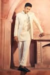 Buy_Alaya Advani_Cream Silk Blend Embroidered Thread Sherwani Jacket Set 