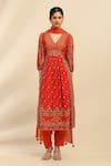 Aarke Ritu Kumar_Orange Kurta 55% Viscose And 45% Cotton Printed Mirana Gathered Pant Set _Online_at_Aza_Fashions