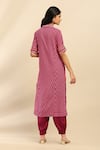 Shop_Aarke Ritu Kumar_Purple Kurta And Pant 100% Viscose Printed Geometric Band V Neck Mosaica Set _at_Aza_Fashions