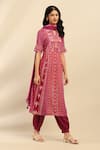 Buy_Aarke Ritu Kumar_Purple Kurta And Pant 100% Viscose Printed Geometric Band V Neck Mosaica Set _Online_at_Aza_Fashions