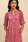 Shop_Aarke Ritu Kumar_Purple Kurta And Pant 100% Viscose Printed Geometric Band V Neck Mosaica Set _Online_at_Aza_Fashions