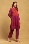 Buy_Ritu Kumar_Red 100% Viscose Digital Print Band Collar Aninda Tunic With Pant _Online_at_Aza_Fashions