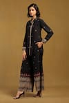 Ritu Kumar_Black 100% Cotton Yarn Dyed Woven Geometric Patterns Shirt Aurelia With Pant _Online_at_Aza_Fashions