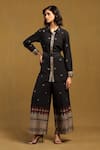 Shop_Ritu Kumar_Black 100% Cotton Yarn Dyed Woven Geometric Patterns Shirt Aurelia With Pant _Online_at_Aza_Fashions