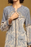 Shop_Ritu Kumar_Beige 100% Viscose Printed Floral Band V Sulawasi Paisley Kurti _Online_at_Aza_Fashions