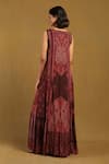 Shop_Ritu Kumar_Red 100% Viscose Digital Print U Neck Pitchpatch Long Dress _at_Aza_Fashions