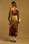Shop_Ritu Kumar_Brown 100% Viscose Screen Print Abstract Round Key Hole Minati Kaftan Dress _at_Aza_Fashions