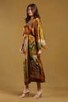 Ritu Kumar_Brown 100% Viscose Screen Print Abstract Round Key Hole Minati Kaftan Dress _Online_at_Aza_Fashions