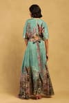 Shop_Ritu Kumar_Green Viscose, Lycra V-neck Paradise Print Long Dress _at_Aza_Fashions