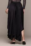 Ritu Kumar_Black 100% Viscose Solid Draped Asymmetric Pant _Online_at_Aza_Fashions