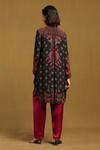 Shop_Ritu Kumar_Black 100% Viscose Digital Print Geometric Shirt Collar Zinat Short Tunic _at_Aza_Fashions