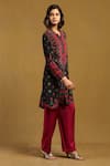 Buy_Ritu Kumar_Black 100% Viscose Digital Print Geometric Shirt Collar Zinat Short Tunic _Online_at_Aza_Fashions