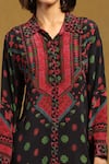 Shop_Ritu Kumar_Black 100% Viscose Digital Print Geometric Shirt Collar Zinat Short Tunic _Online_at_Aza_Fashions