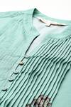 Buy_Ritu Kumar_Green 100% Viscose Digital Print Paradise Band V Collar Shirt _Online_at_Aza_Fashions