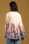 Shop_Ritu Kumar_Off White 100% Viscose Digital Print Paradise Band V Collar Pintucked Shirt _at_Aza_Fashions