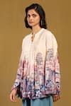 Buy_Ritu Kumar_Off White 100% Viscose Digital Print Paradise Band V Collar Pintucked Shirt _Online_at_Aza_Fashions