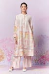 Buy_Moh India_Pink Kurta And Trouser Pure Chanderi Silk Print Meadow A-line & Pant Set _at_Aza_Fashions