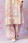 Buy_Moh India_Pink Kurta And Trouser Pure Chanderi Silk Print Meadow A-line & Pant Set _Online_at_Aza_Fashions