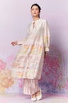 Buy_Moh India_Pink Kurta And Trouser Pure Chanderi Silk Print Meadow A-line & Pant Set 