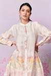 Moh India_Pink Kurta And Trouser Pure Chanderi Silk Meadow Garden A-line & Pant Set _Online_at_Aza_Fashions