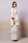 Buy Moh India Ivory Linen Embroidery Open Neck Summer Roses Shirt Tunic With Trouser Buy_Moh India_Ivory Linen Embroidery Open Neck Summer Roses Shirt Tunic With Trouser