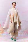 Buy_Moh India_Ivory Poly Satin Printed Landscape Boat After Glow Cape _at_Aza_Fashions