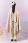 Shop_Moh India_Ivory Poly Satin Printed Landscape Boat After Glow Cape _at_Aza_Fashions