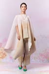 Buy_Moh India_Ivory Cape Poly Satin Printed Landscape Boat After Glow With Trouser _at_Aza_Fashions