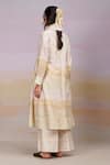 Shop_Moh India_Ivory Chanderi Silk, Cotton Lace, Embroidery After Glow Kurta Set With Scarf _at_Aza_Fashions