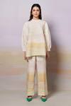 Moh India_Ivory Linen Printed Landscape Sunrise After Glow Top _Online_at_Aza_Fashions