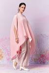 Buy_Moh India_Ivory Poly Satin Printed Tulip Straight Pleated Cape _Online_at_Aza_Fashions