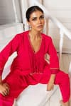 Buy_Oshi By Shikha_Pink Cotton Linen Embroidery Tassels V-neck Tunic With Dhoti Pant 