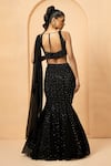 Shop_Quench A Thirst_Black Georgette Embellished Crystal Sequin Fishtail Lehenga Saree And Blouse Set _at_Aza_Fashions