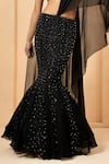 Quench A Thirst_Black Georgette Embellished Crystal Sequin Fishtail Lehenga Saree And Blouse Set _Online_at_Aza_Fashions