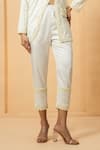 Shop_Quench A Thirst_Ivory Modal Satin Embellished Pearl Open Blazer And Trouser Set _Online_at_Aza_Fashions