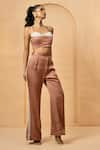 Buy_Quench A Thirst_Rose Gold Modal Satin Embellished Cutdana Pearl Neckline Top And Pant Set _at_Aza_Fashions