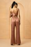 Shop_Quench A Thirst_Rose Gold Modal Satin Embellished Cutdana Pearl Neckline Top And Pant Set _at_Aza_Fashions