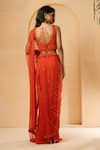 Shop_Quench A Thirst_Orange Georgette Embroidery Cutdana Sequin Work Pre-stitched Saree With Blouse _at_Aza_Fashions