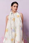 Buy_Moh India_Ivory Cross-stitch Rose Summer Stole _at_Aza_Fashions